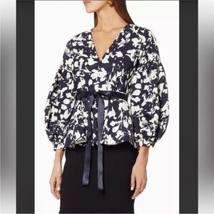 Alexis Navy and White Floral Blouse, L
